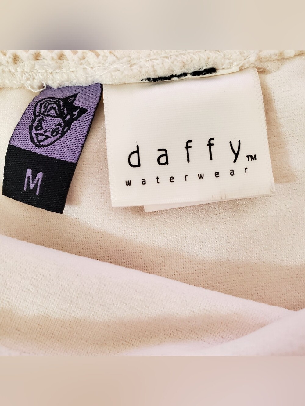 Women's Y2K Retro Cream Stretch Crochet Sz M Triangle Bikini by daffy waterwear - Picture 12 of 12